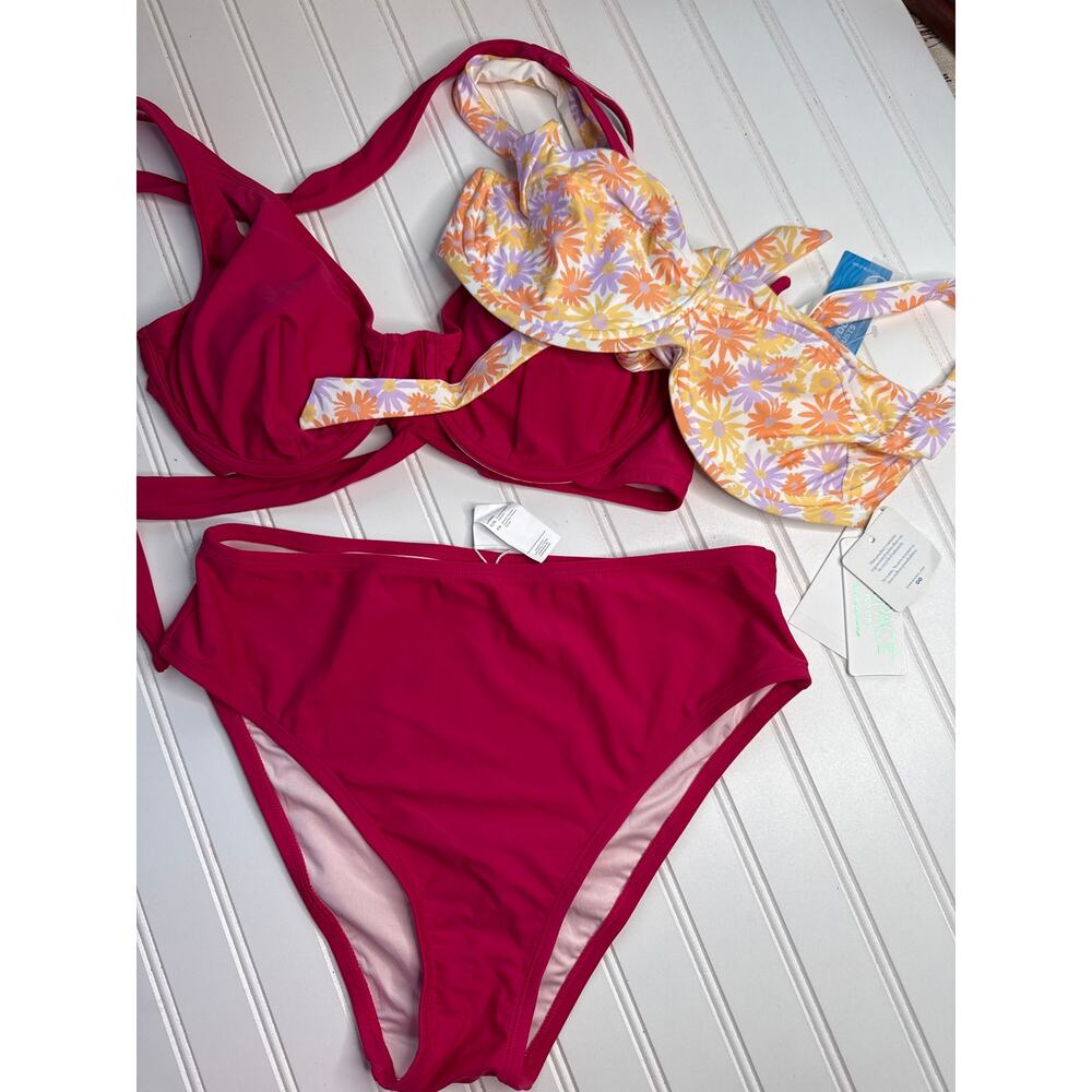 NWT Lot of 3 Bikinis L Space Camellia Top & Cupshe Fresh Cherry Set Size L DD - Picture 2 of 7